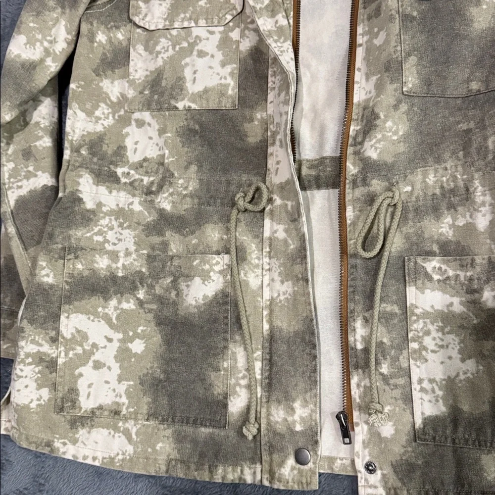 Mystree Olive Cream S-Stone Dye Utility Jacket 100%. Cotton Women's Sz Sm NWT